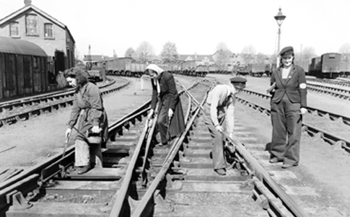 Women working on maintaining tracks and junctions